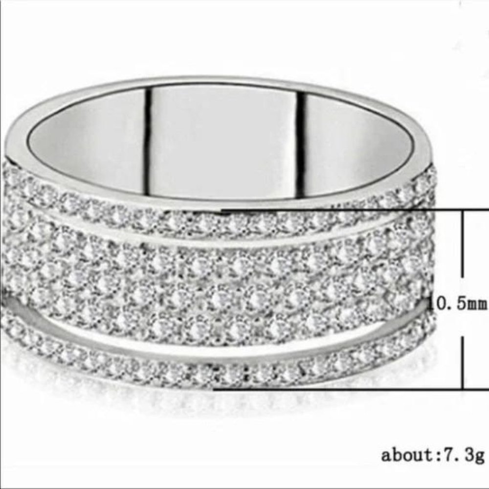 925 STERLING SILVER DIAMOND MULTI ETERNITY BAND RING, CUTE RING, SHINY RING. - Picture 4 of 4